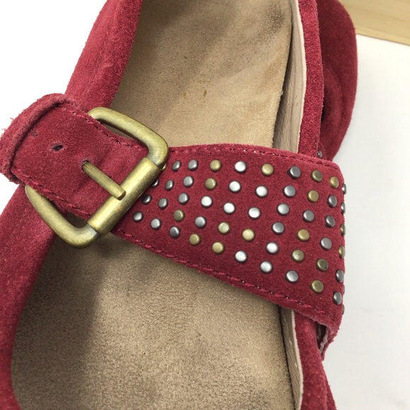 Vionic Goleta Studded Suede Mary Jane Flat Red/Burgundy Orthopedic Size 8 - Picture 2 of 9